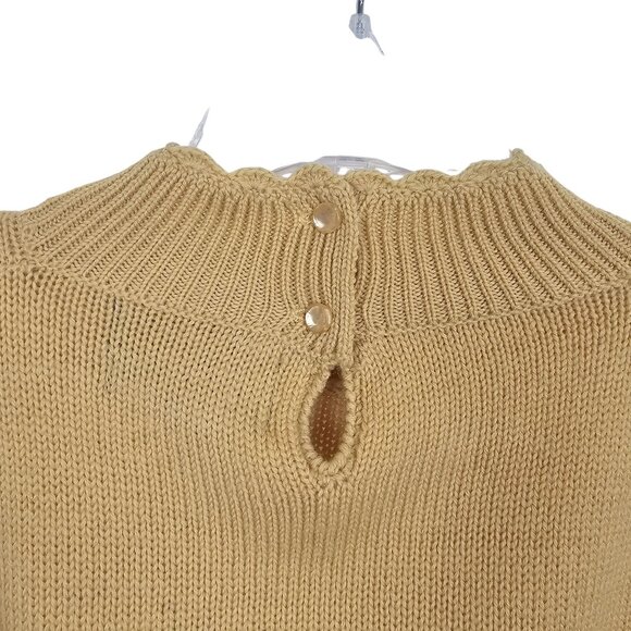 VTG HermanGeist Womens S Sweater Embroidered Floral Mustard Wool Warm Grannycore - Picture 8 of 14